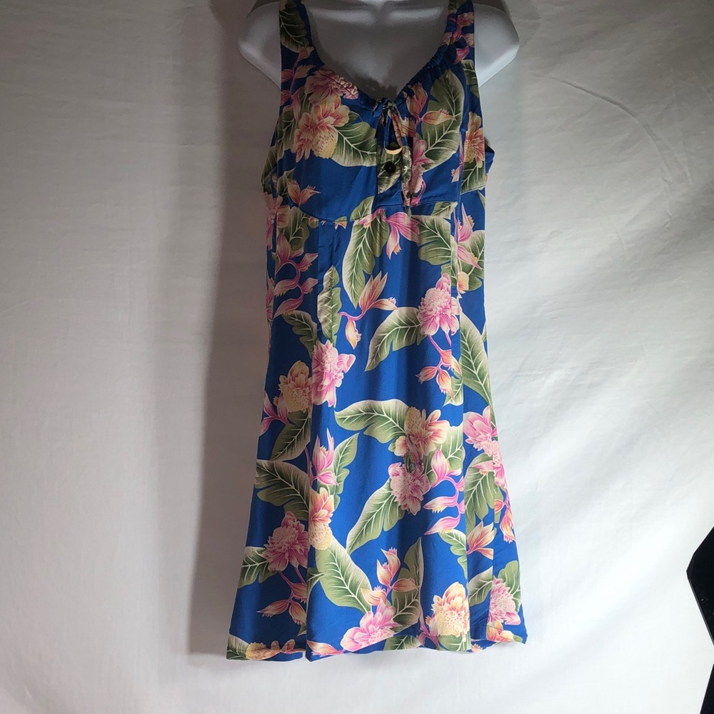 Cute & Comfy Blue Tropical Floral Sundress, Size L